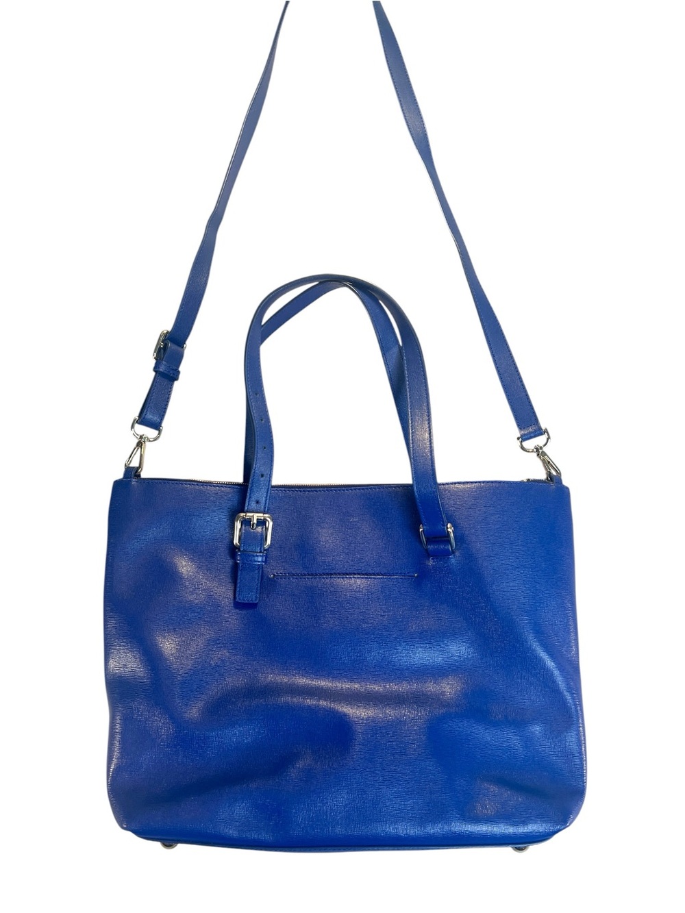 Annamaria's Dark Blue Italian Leather Tote Bag Zippered Detachable Crossbody